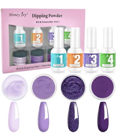 Dip Powder Nail Kit - 4 Color Starter Set with 4 Dipping Powders & 4 Liquid Polishes - Purple Blue Acrylic System - Buy Online on GoSupps.com