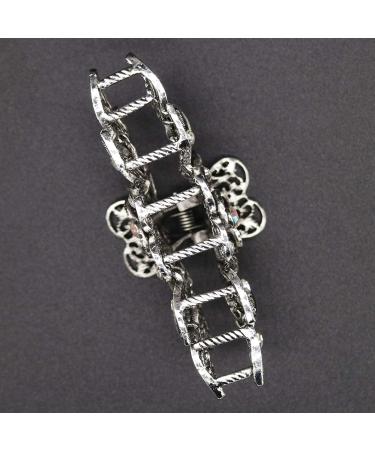 2 Pcs Women Retro Rhinestone Fancy Hair Claw Clips - Vintage Flowers Hair Catch Updo Grip for Thick Hair - Buy Online on GoSupps.com
