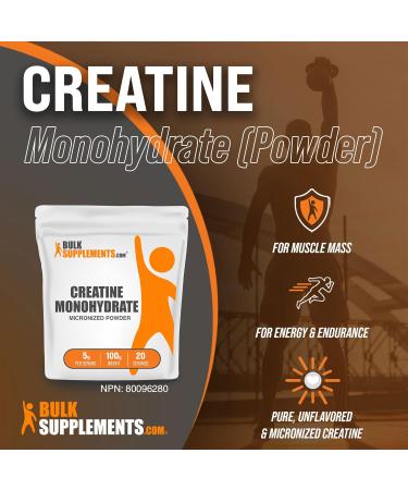 BulkSupplements.com Creatine Monohydrate Powder - Gluten Free 100g (3.5 oz) (Pack of 1) - Buy Online on GoSupps.com