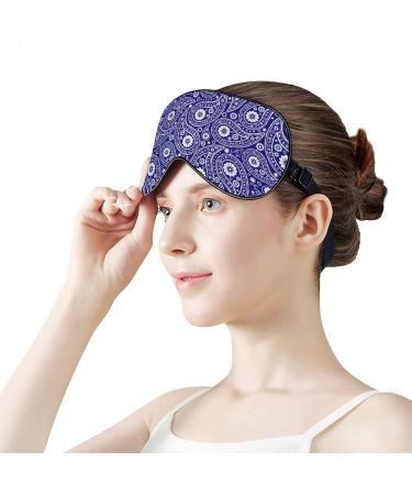Blue Paisley Sleep Mask for Women | Adjustable Eye Shades & Comfortable Elastic Strap - Buy Online on GoSupps.com