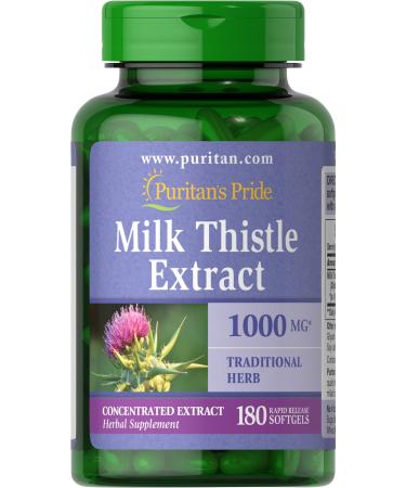 Puritans Pride Milk Thistle Extract 1000 Mg - 180 Softgels 
