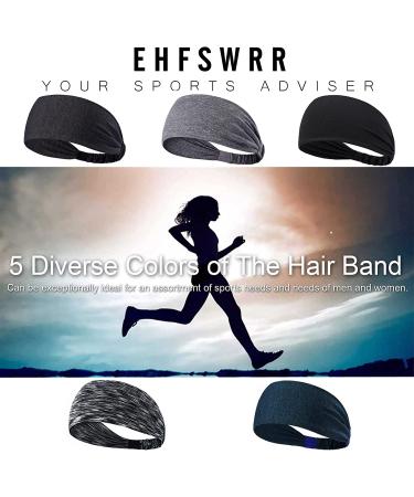 Ehfswrr Workout Headbands - Moisture Wicking Sweatband for Yoga, Fitness, Sports - Dark Color 5 Pcs - Buy Online on GoSupps.com