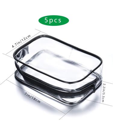 5 Transparent Cosmetic Pockets | Portable PVC Makeup Bag with Zipper | Travel Organizer & Bathroom Essential (18 cm x 12 cm) - Buy Online on GoSupps.com