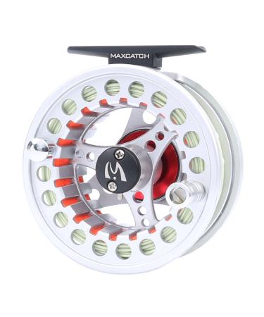 M MAXIMUMCATCH Maxcatch ECO Large Arbor Fly Fishing Reel (3/4wt 5/6wt 7/8wt) and Pre-Loaded Fly Reel with Line Combo Silver Reel Loaded Moss Green Line 3/4 weight
