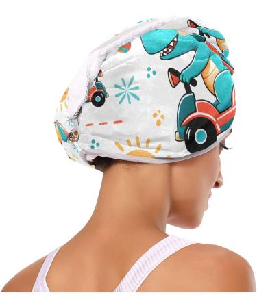 Dinosaur Driver Summer Hair Towel 2 Pack | Super Absorbent Quick Dry Hair Turbans for Women & Girls - Buy Online on GoSupps.com