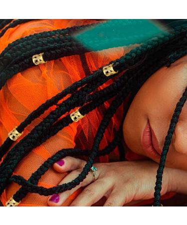 LEBQ 50 Pieces Aluminum Dread Locks Adjustable Metal Cuffs Dreadlocks Beads Braiding Hair Decorations (Gold) - Buy Online on GoSupps.com