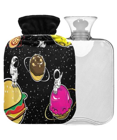 NAANLE SPACE FOOD hot water bottle with cover Transparent hot water bottle 1l heat bottle for bed handfeers Warmer pain relief heat and cold therapy