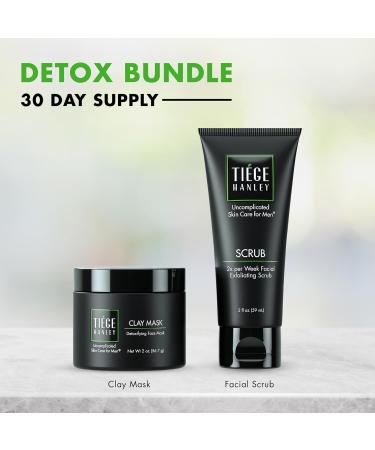 Tiege Hanley Men's Detoxifying Clay Mask & Exfoliating Scrub Set - Deep Pore Cleansing Facial & Body Care for Men - Buy Online on GoSupps.com