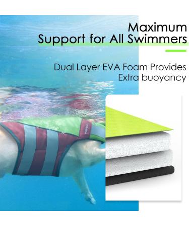 ThinkPet Adjustable Dog Life Jacket - Reflective Buoyancy Vest for Safe Swimming | S Size - Green/Red - Buy Online on GoSupps.com