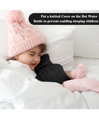 Buy 2 Pieces Knitted Hot Water Bottle Covers - Soft Winter Sweaters for Pain Relief & Therapy (Black) - Ideal for Cramps & Aches - Buy Online on GoSupps.com