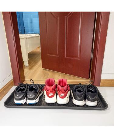 Vramy Set of 2 Black Boot Trays - All Weather Heavy Duty Shoe & Pet Feeding Mat - Indoor/Outdoor - 30 x 15 x 1.2 - Buy Online on GoSupps.com