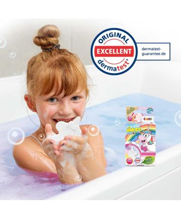 Shop Inkee Foamy Unicorn Bath Bomb - Fun 60g Unicorn Shaped Bathing Ball in Pink Yellow & Purple with Chewing Gum Fragrance and Almond Oil - Perfect for Kids! - Buy Online on GoSupps.com