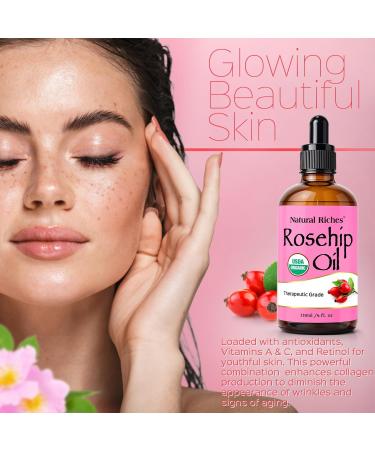 Natural Riches Organic Rosehip Seed Oil - 100% Pure Cold Pressed Unrefined Non-GMO Carrier Oil for Skin Hair & Nails - 4 fl oz - Buy Online on GoSupps.com