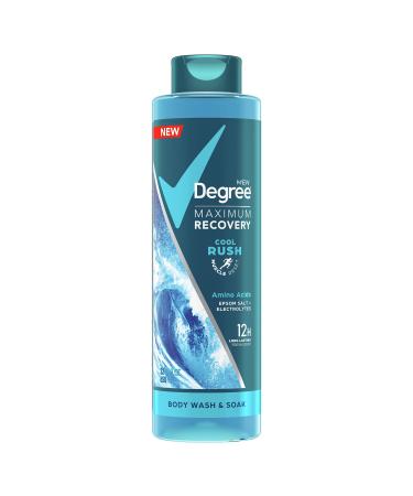 Degree Men Maximum Recovery Body Wash & Soak For Post-Workout Recovery Skincare Routine Cool Rush + Epsom Salt + Electrolytes Bath and Body Product 22 oz