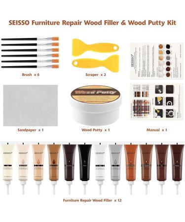 SEISSO Wood Furniture Repair Kit 12+1 Colors for Holes Scratches & Cracks in Hardwood Floors & Cabinets International Shipping Available - Buy Online on GoSupps.com