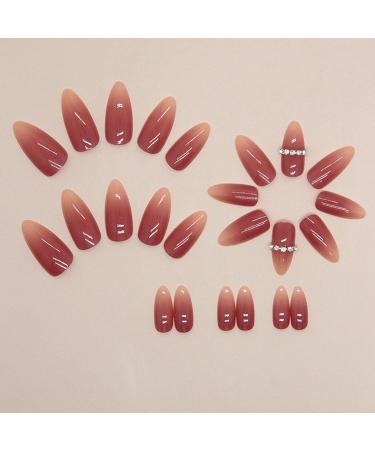 24-Piece Almond False Nails - French Pink Acrylic Press-On Nails for Women & Girls | Full Cover Ballerina Style - Buy Online on GoSupps.com