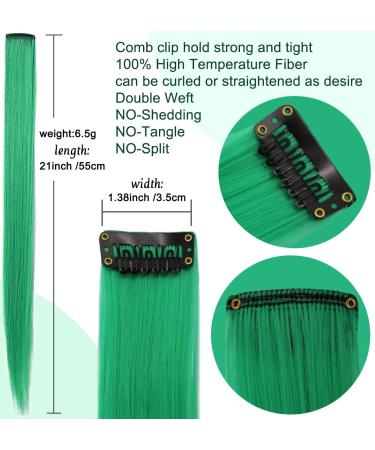 Rhyme 9PCS 21 Green Clip in Hair Extensions for Women & Girls - Party Highlights - Buy Online on GoSupps.com