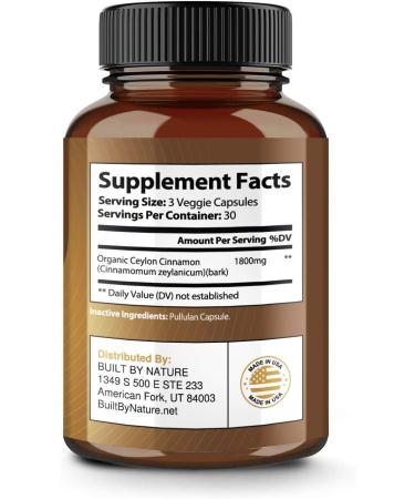 Built by Nature Organic Ceylon Cinnamon Supplement - 90 Capsules | Natural Antioxidant - Buy Online on GoSupps.com