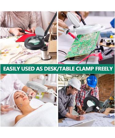 15X Magnifying Floor Lamp with Clamp and Rolling Base - 2280 Lumens, 15-Diopter Real Glass, LED Magnifying with Adjustable White Light for Reading, Sewing, Beauty, Repair - Black - Buy Online on GoSupps.com