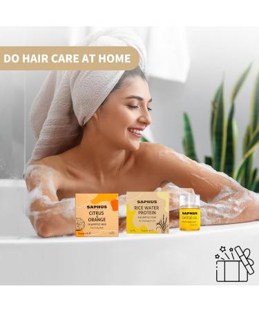 Hair Care Gift Set - 2 Shampoo Bars Hair Oil & Scrunch - Nourish & Style Your Hair - Buy Online on GoSupps.com