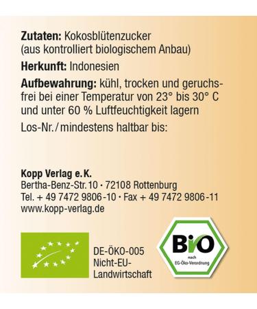 KOPP VITAL BIO COKOS Blossom Sugar - Vegan Gluten-Free Natural Coconut Sugar Alternative | 650g | Non-GMO - Buy Online on GoSupps.com