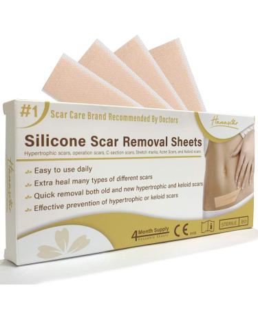 HANASCAR Professional Silicone Scar Removal Sheets 4 Reusable Sheets Scars Caused by C-Section Surgery Burn Injuries Acne and Stretch Marks Works on Old & New Scars 5.7 1.57