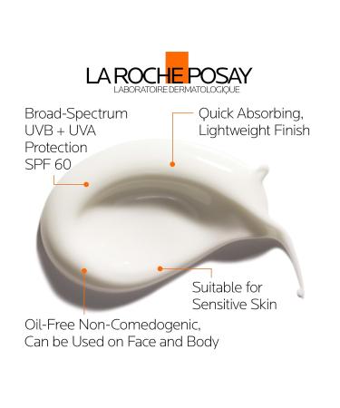 La Roche-Posay Body Sunscreen Anthelios Sunscreen Broad Spectrum UVA & UVB Sun Protection Fragrance-Free Non-Comedogenic Non Greasy Hypoallergenic Travel Sunscreen Dermatologist Recommended DRY TOUCH SPF 60 - Buy Online on GoSupps.com