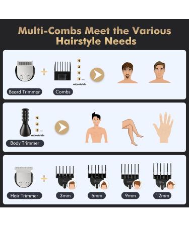 DIHOOM Men's Beard Trimmer Kit - All-in-One Grooming Tool for Body Hair, Ear, Nose, and Precision Trimming - Electric, Waterproof, Wet & Dry - Includes Groin and Pubic Shaver - Buy Online on GoSupps.com