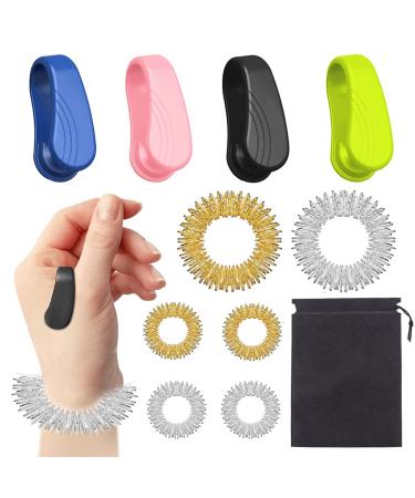 Leikedun 10 pieces Massage Ring Sensory Fingers Rings Acupressure Ring Set Portable Acupresser Card Anti Stress Massage Rings for wrist for wrist wellness massage for relaxation - Buy Online on GoSupps.com