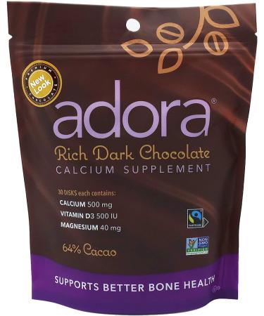 Adora Adora Calcium Supplement 500mg Dark Chocolate 30 disks (Quantity of 4)