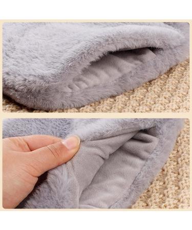 2PC Fluffy Hot Water Bottles - 1L Cozy Bed Bottle for Neck Shoulder Back & Stomach - Gray | Perfect for Adults & Kids | International Shipping Available - Buy Online on GoSupps.com