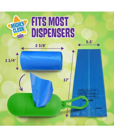 Mighty Clean Baby Disposable Diaper Bags with Light Powder Scent (72 Bags - Refill Rolls) - Convenient & Scented Diaper Disposal Solution - Buy Online on GoSupps.com