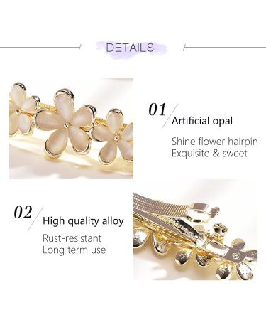 Antique Crystal Barrette Gold Flower Hair Clip | Elegant Jewelry Hair Accessory for Women | Bridal Wedding Gift - Buy Online on GoSupps.com