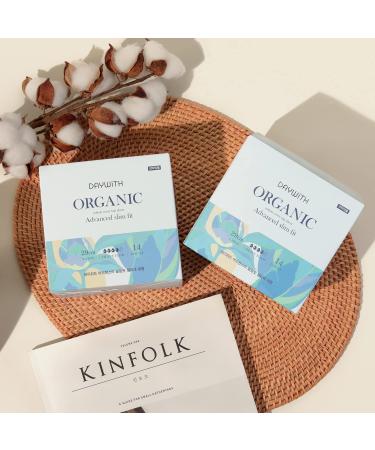 Daywith Organic Cotton 14Pcs Cover Pads - Moderate Absorbency Unscented Ultra Thin Slim Fit Menstrual Pads | Large Long Size - Buy Online on GoSupps.com