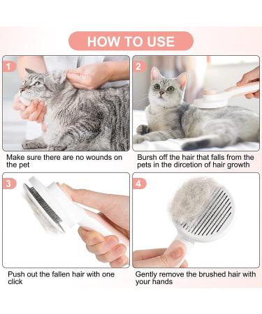 AUBERRY Self Cleaning Slicker Brush for Long & Short Hair Pets - Removes Loose Undercoat, Mats, Tangles - Skin Friendly - Dog & Cat Grooming Brush (Pink) - Buy Online on GoSupps.com