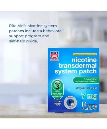 Rite Aid Nicotine Patch Step 3 - 7mg - 14 Count - Stop Smoking Aid | Transdermal Quit Smoking Patch - Buy Online on GoSupps.com