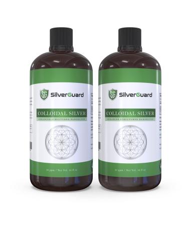 SilverGuard Enhanced Colloidal Silver Liquid Immune Support Supplement30ppm Pure & Natural Structured Silver WaterOrganic Colloidal Silver Solution32 oz (16 oz 2 Pack) 16 Fl Oz (Pack of 2)