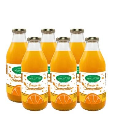 Valle del Crati Clementine Juice 100% Pure No Added Sugars and No Colourings or Preservatives Delicious and Refreshing Juice 6 bottles of 720ml