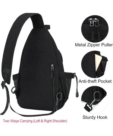 MOSISO Canvas Sling Backpack Crossbody Hiking Daypack Bag with Anti-theft Pocket - Black - Buy Online on GoSupps.com