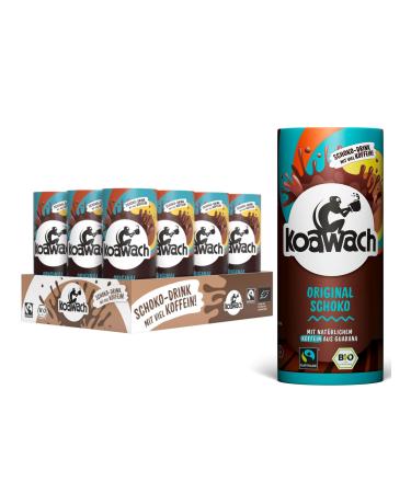 Koawach drink original chocolate drinking chocolate - caffeine cocoa drink can guarana chocolate less sugar chocolate energy drink organic fairtrade (12 x 235 ml) original chocolate 235 ml (12 Pack)
