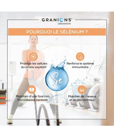 GRANIONS: Immunity and energy SELENIUM 55 g-100% of recommended intake- Optimal bioavailability-IMMUNITY AND ANTI OXIDANT-Suitable for pregnant women- 60 capsules-1 vial 2 months-Made in France - Buy Online on GoSupps.com