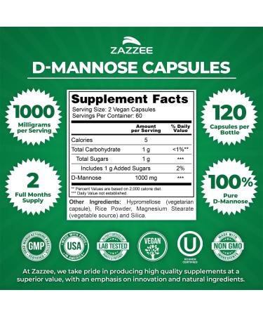 Zazzee Urinary Tract Cleanse Bundle | Fast Acting D-Mannose 1000mg Capsules Plus USDA Organic Cranberry Extract Capsules for Women | Non-GMO Vegan & ISO Lab Tested (60 Servings Each) - Buy Online on GoSupps.com