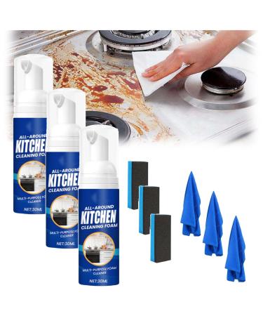 Japanese Multi-Purpose Cleaner Spray All-Round Kitchen Cleaning Foam Free Kitchen Foam Cleaner All-Purpose Rinse-Free Cleaning Spray Kitchen Foam Cleaner Heavy Oil Stain Cleaner Bubble Cleaner (3Pcs)