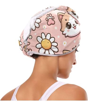 Cat Head Flowers Hair Towel 2 Pack | Super Absorbent Quick Dry Turbans for Women & Girls - Ideal for Travel & Daily Use - Buy Online on GoSupps.com