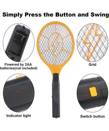 2 Pack Bug Zapper Electric Fly Swatter Zapper - Indoor Outdoor Zapping Racket for Pest Control - Safe to Touch with 3-Layer Safety Mesh Yellow - Buy Online on GoSupps.com