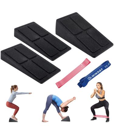 Kanmart Slant Board for Calf Stretching, 3 Pcs EPP squat wedge - Adjustable Home Calf Stretcher A Set of Two Kinds Resistance Bands and Extra anti-slip patch (2022 upgraed)