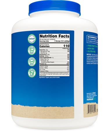 Nutricost Organic Pea Protein Isolate Powder (5LBS) - USDA Certified Organic, Plant-Based Protein, Vegetarian, Gluten-Free, Non-GMO - 5 Pound Pack - Buy Online on GoSupps.com