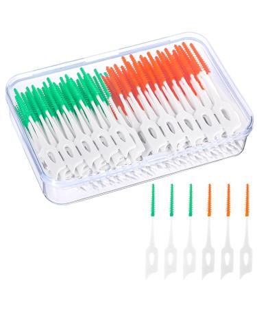 200 pieces interdental brushes silicone interdental brushes dental brushes with box portable dual-house dental floss stick for tooth cleaning gaps (green orange) green orange - Buy Online on GoSupps.com