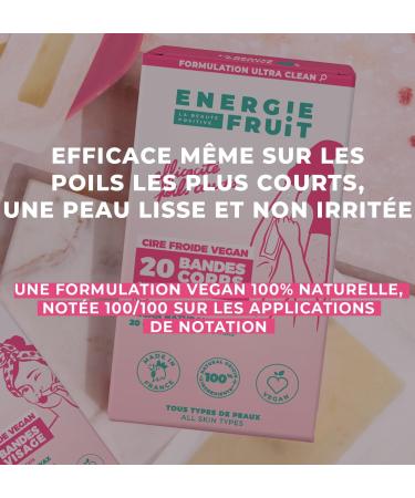 ENERGY FRUIT Vegan Cold Wax Strips - 20 Body Strips for Perfect Finish on Legs Armpits & Jersey - Short Hair Removal Solution - Buy Online on GoSupps.com