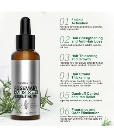 Rosemary Hair Regrowth Essential Oil - Organic Hair Loss Serum for Stronger Roots | 1.69 Fl Oz - Unisex Adult - Buy Online on GoSupps.com